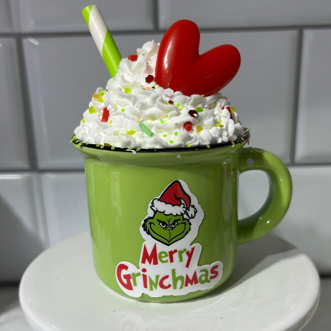Merry Christmas Green cup red heart and straw  - 4 week wait time